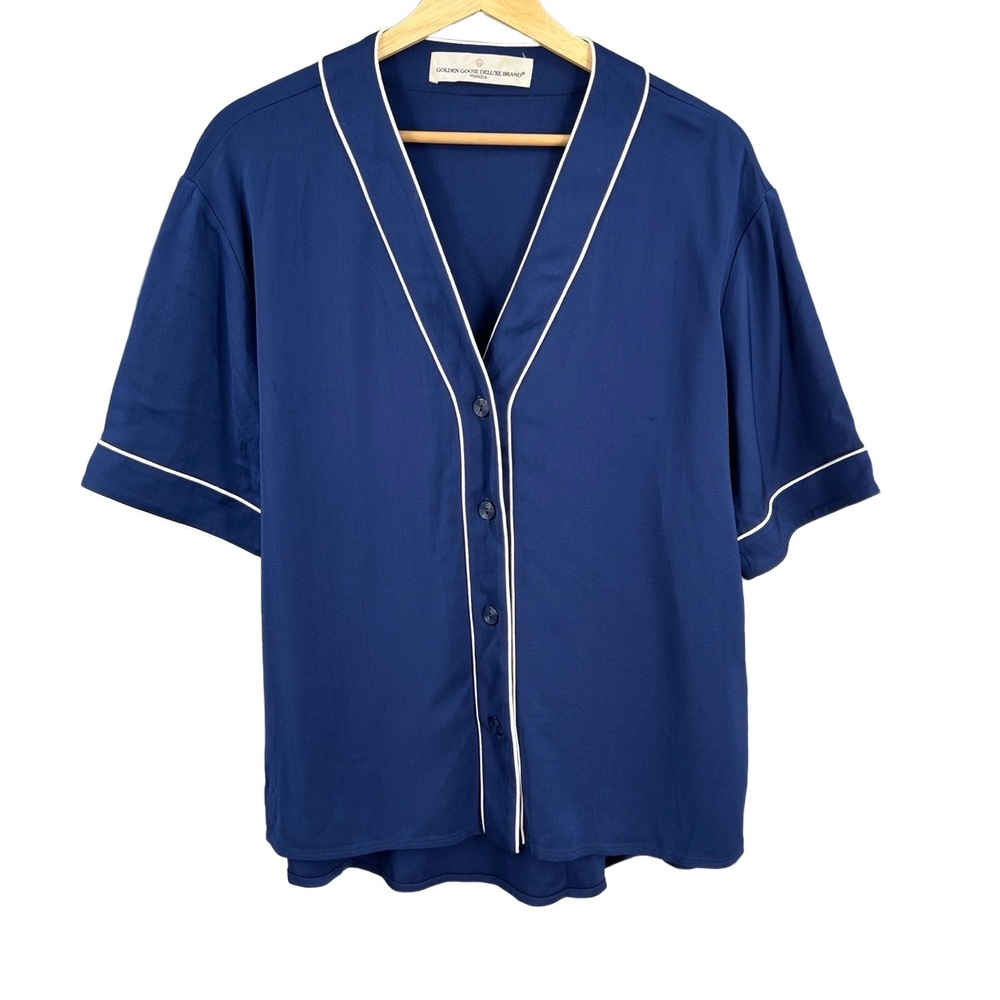 Golden Goose Deluxe Brand Pajama Style Top Navy with White Trim‎ Size XS